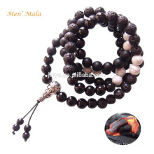 Mens Mala Beads, 108 Natural Black Lava Onyx Stone Mens Mala Bead Necklace,Yoga Mens Mala Jewelry